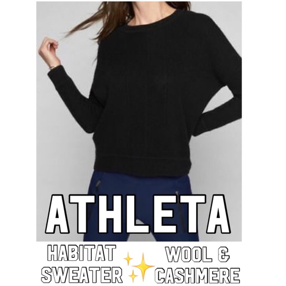 Worn 1x-ATHLETA Wool & Cashmere Sweater-Black-S-Includes FREE Athleta Tote - Picture 3 of 16
